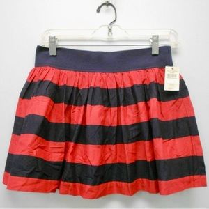 Abercrombie & Fitch Pleated Striped Mini Skirt Red/Blue Sz M NWT